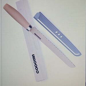 Cooclan serrated bread knife 8" ultra sharp high carbon steel rubber handle New